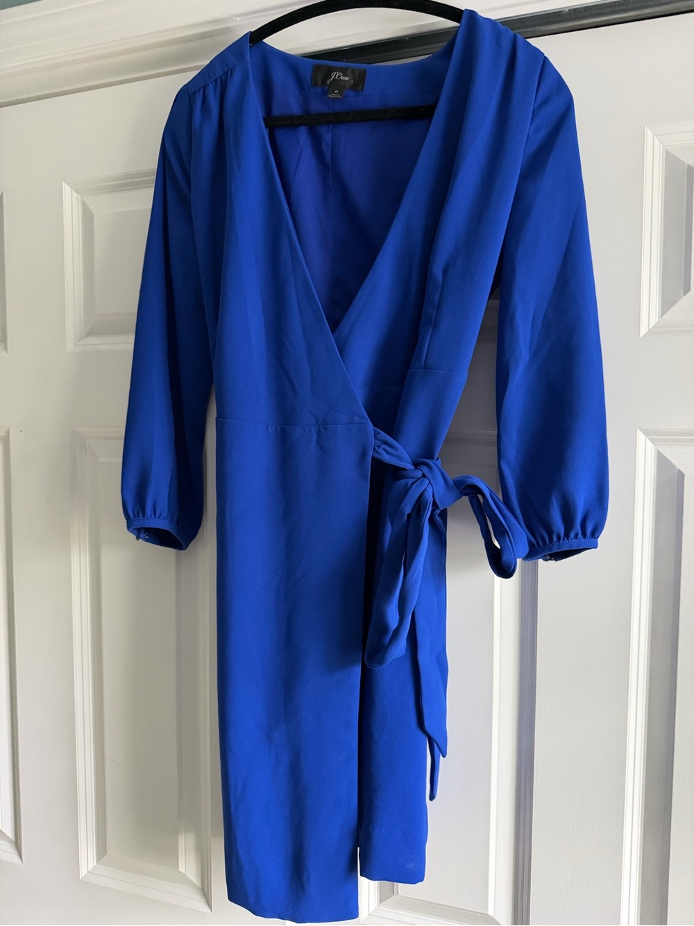 J. Crew Cobalt Blue Long-Sleeve Wrap Dress with Side Tie